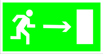 E03 направление к эвакуационному выходу направо (пленка, 300х150 мм) - Знаки безопасности - Эвакуационные знаки - . Магазин Znakstend.ru
